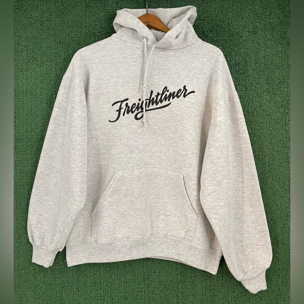 VTG 90’s Jerzees Freightliner Semi Trucks Script Hoodie Men’s SZ Large USA Made